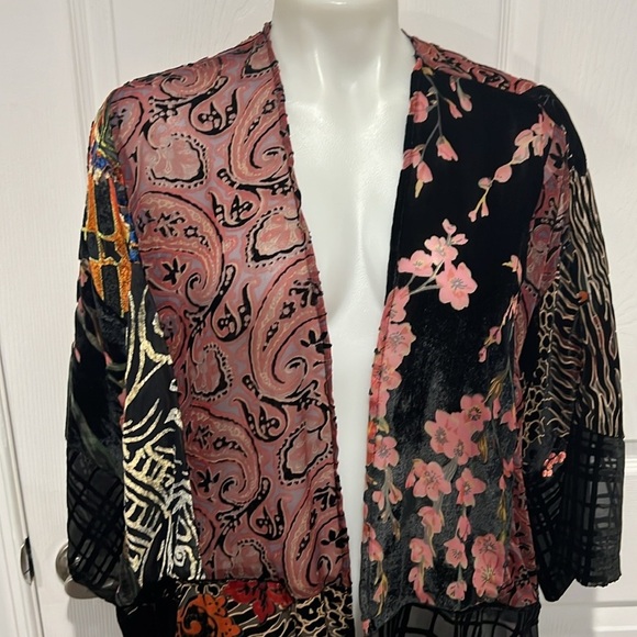 Women’s floral sheer velour kimono cardigan one size - Picture 3 of 5